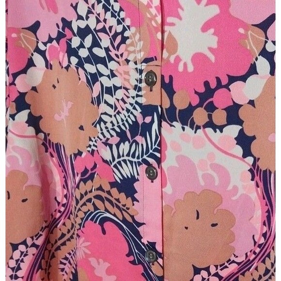 Talbots Floral Top Sz L Petite Vibrant Colorful Classic Feminine Preppy Timeless - Picture 6 of 8